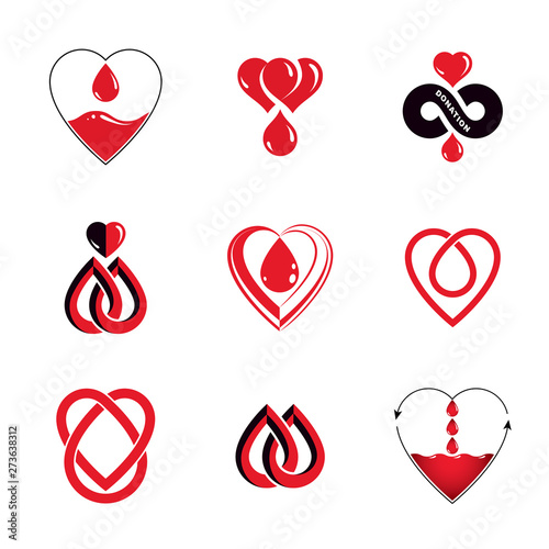 Set of vector blood donatio...