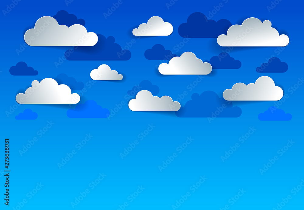 Beautiful cloudy sky vector modern style paper cut cartoon illustration. Beautiful cloudy sky vector modern style paper cut cartoon illustration.