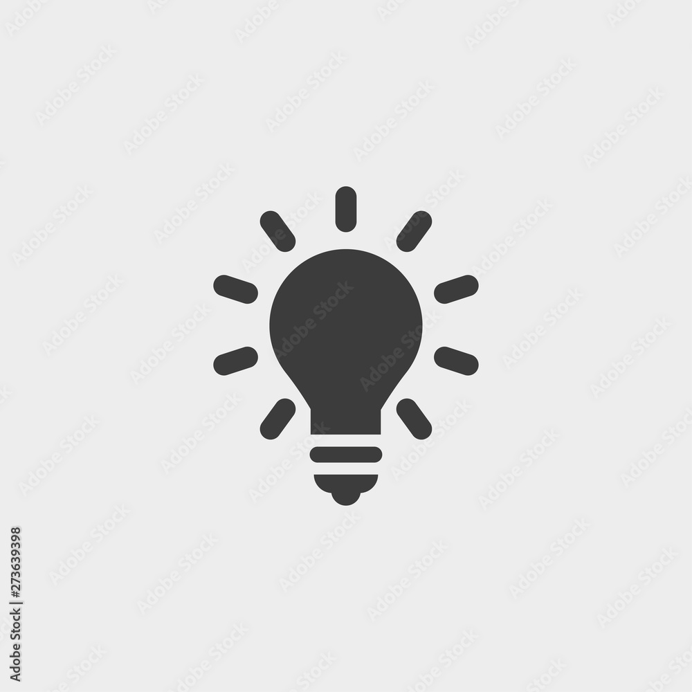 Lightbulb icon in a flat design in black color. Vector illustration eps10 Lightbulb icon in a flat design in black color. Vector illustration eps10