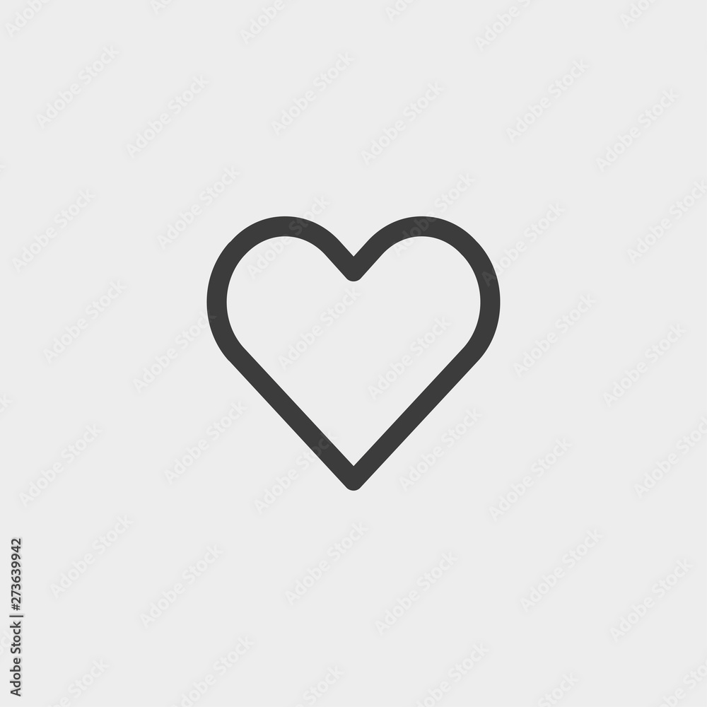 Heart icon in a flat design in black color. Vector illustration eps10