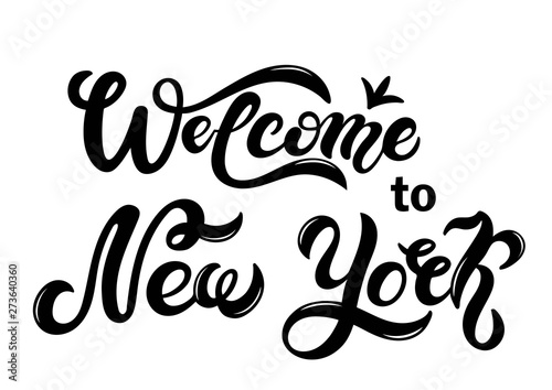 New York, America. Hand drawn lettering. I love New York. Welcome to New York. Typography poster, banner. Capital of USA. 