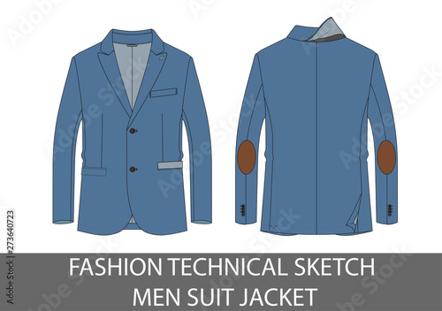 Fashion technical sketch men suit jacket