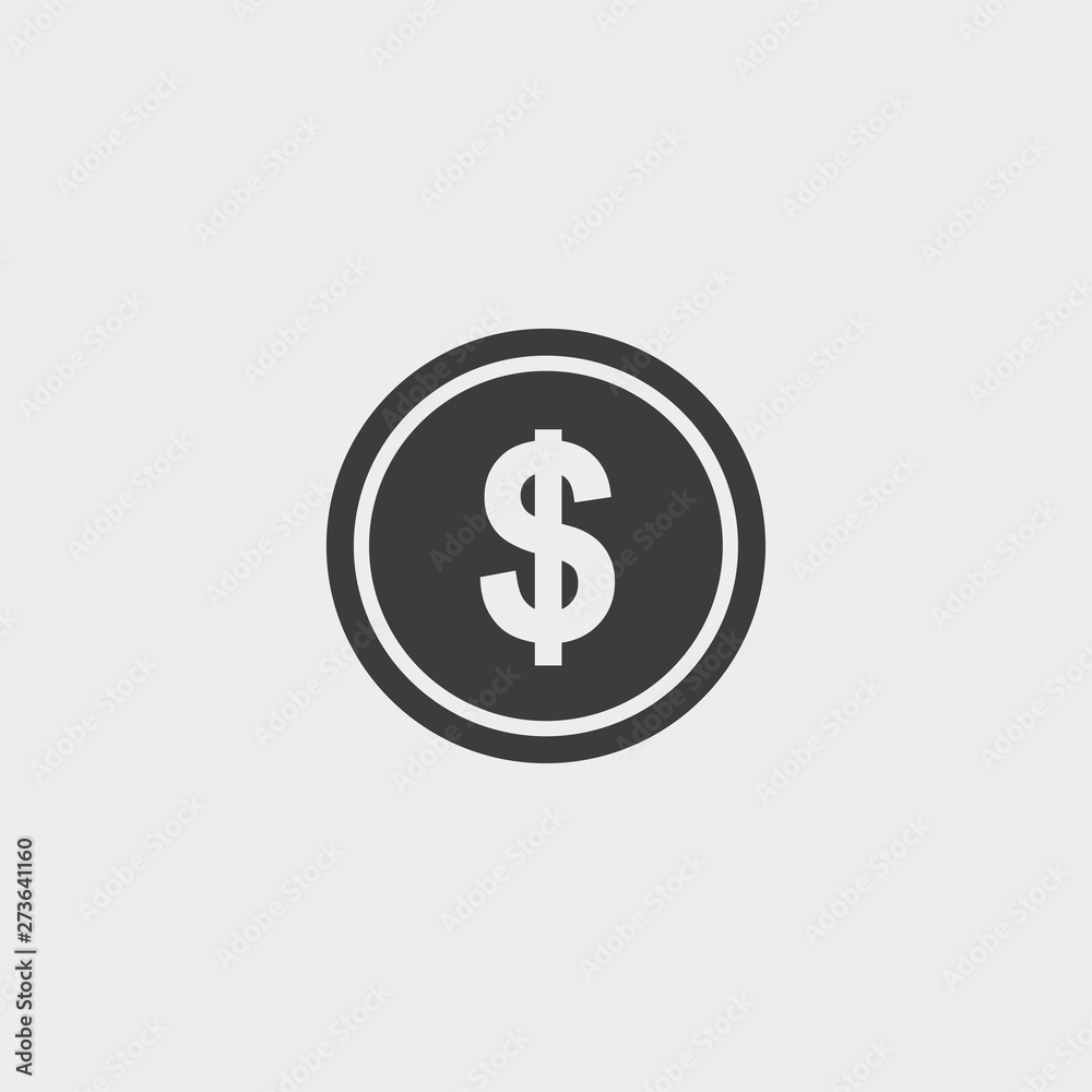 Dollar Icon in a flat design in black color. Vector illustration eps10 Dollar Icon in a flat design in black color. Vector illustration eps10