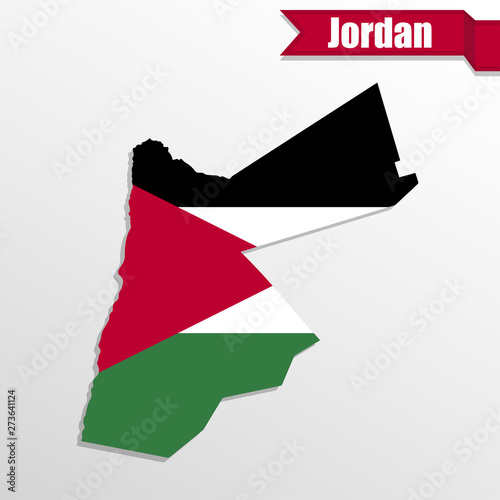 Free Download Jordan map with flag inside and ribbon - GFXLoad