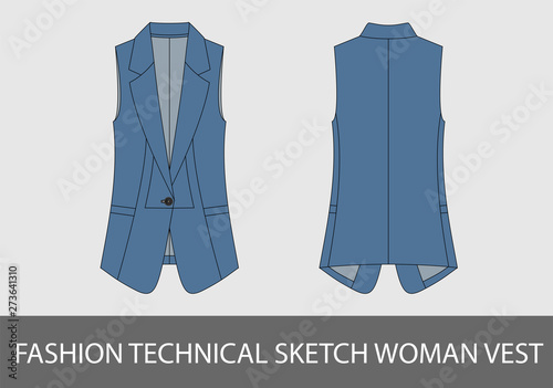 Fashion technical sketch woman vest