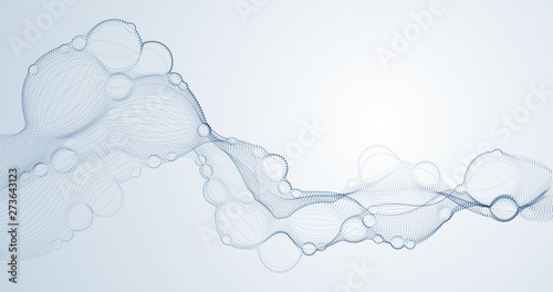 Biological mutation, microscopic virus, dotted vector particles shape, nano technology. Abstract flowing wide wallpaper background.