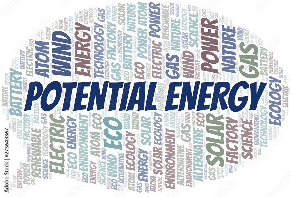 Fototapeta premium Potential Energy word cloud. Wordcloud made with text only.