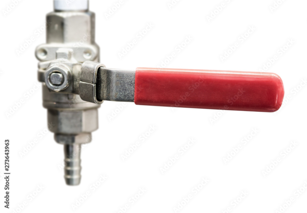 water or gas shut-off valve in the system. Isolated on white background