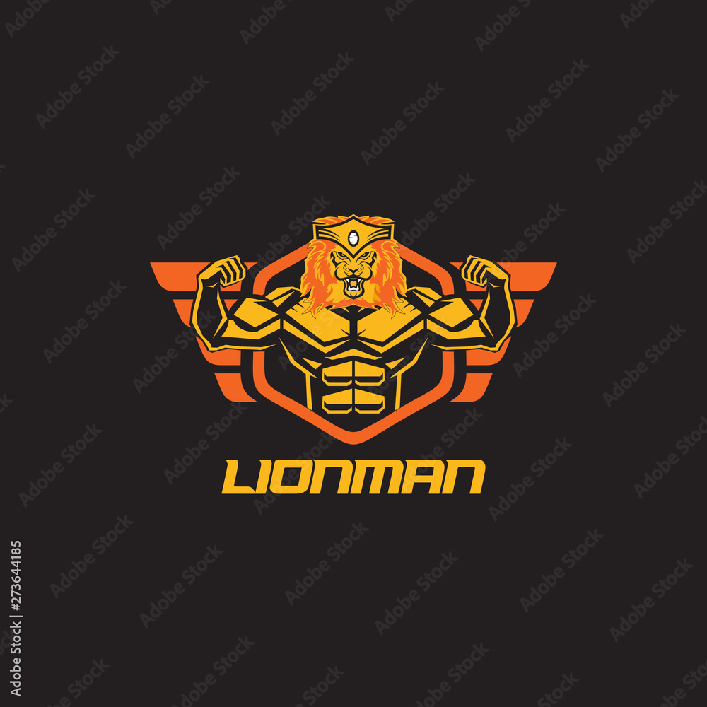 Obraz premium Lion man logo design vector template