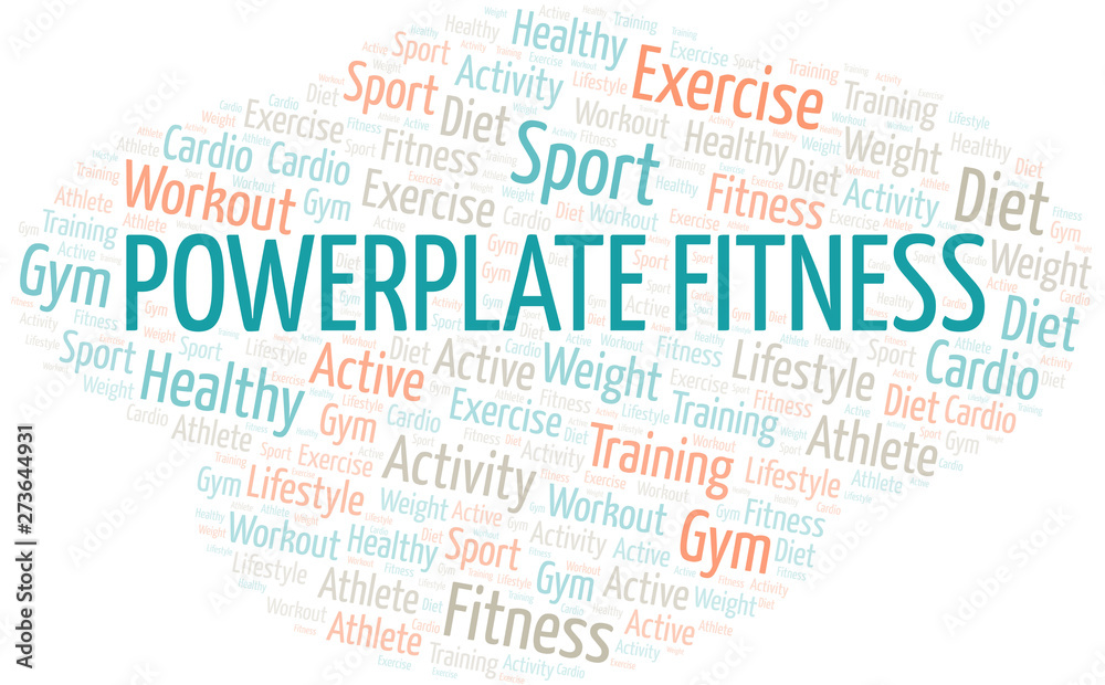 Fototapeta premium Powerplate Fitness word cloud. Wordcloud made with text only.