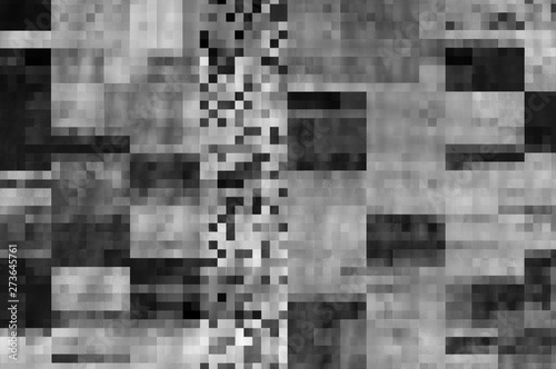 Fototapeta Naklejka Na Ścianę i Meble -  Pixel pattern of a digital glitch / Abstract black and white pixel pattern background of a digital glitch.