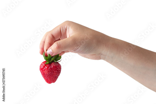 Large strawberry in hand