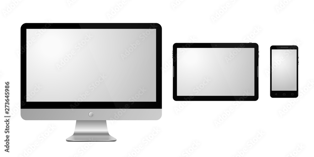 Set of devices on white background. Vector illustration. Set of devices on white background. Vector illustration.