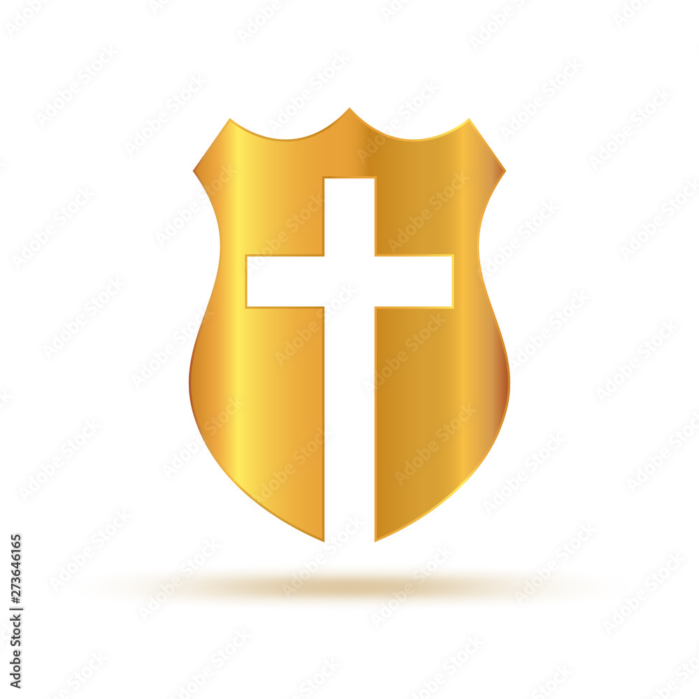 Obraz premium Shield with Christian Cross. Vector illustration.
