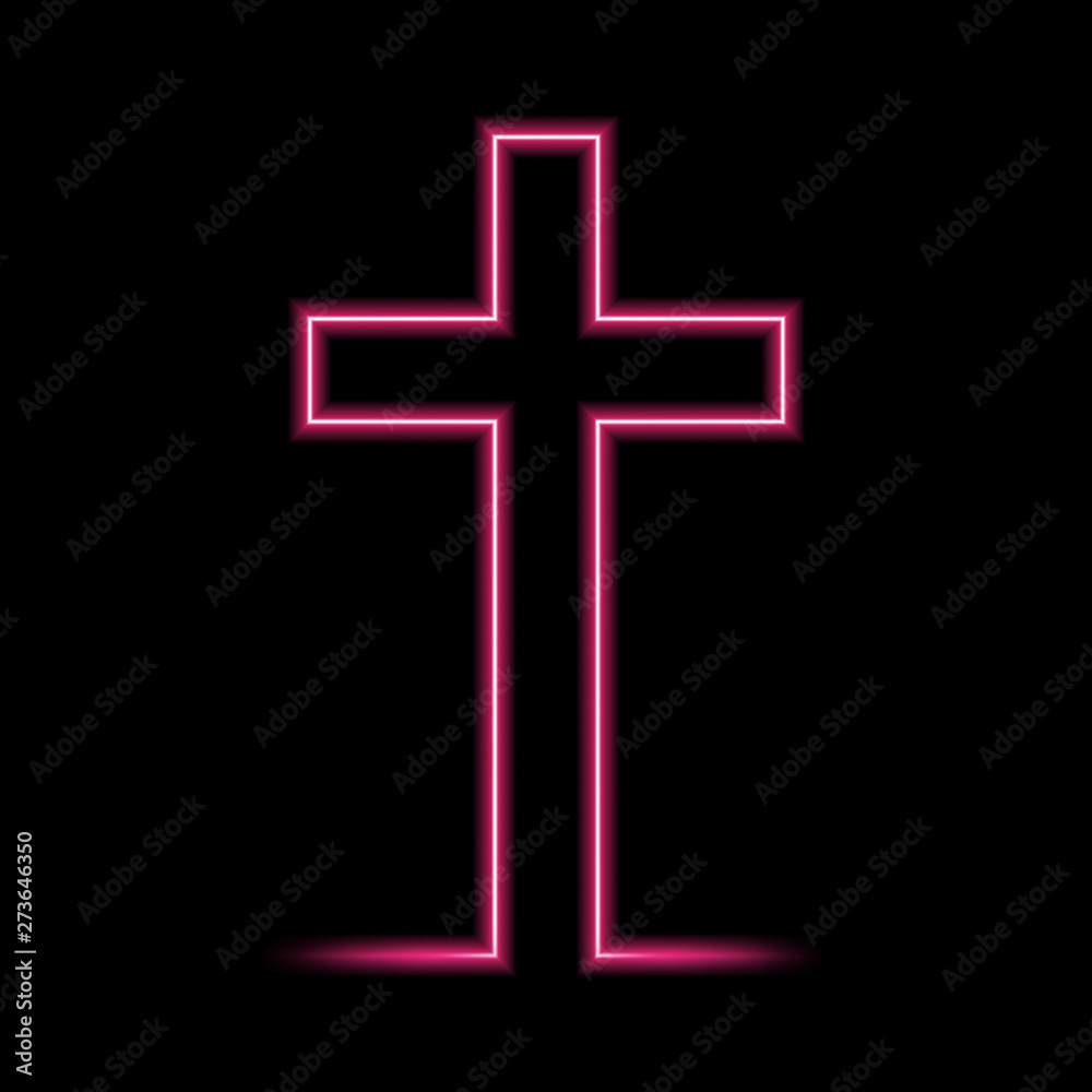 Neon glowing Christian Cross. Vector illustration. Neon glowing Christian Cross. Vector illustration.