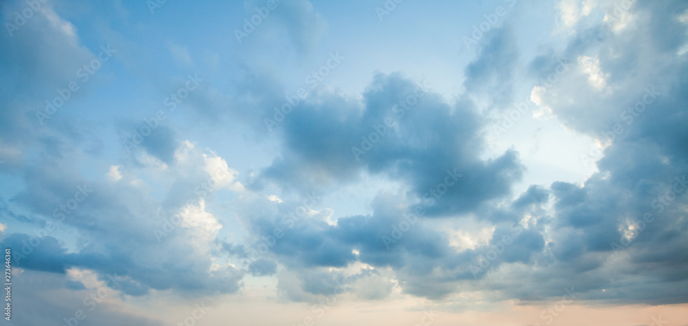 Blue sky clouds background. Beautiful landscape with clouds on sky - obrazy, fototapety, plakaty 