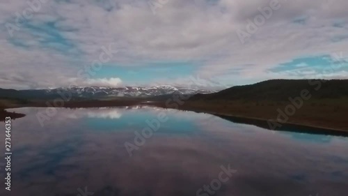 Wallpaper Mural Aerial view of mountain lake with beautiful clouds reflected in a water surfac Torontodigital.ca