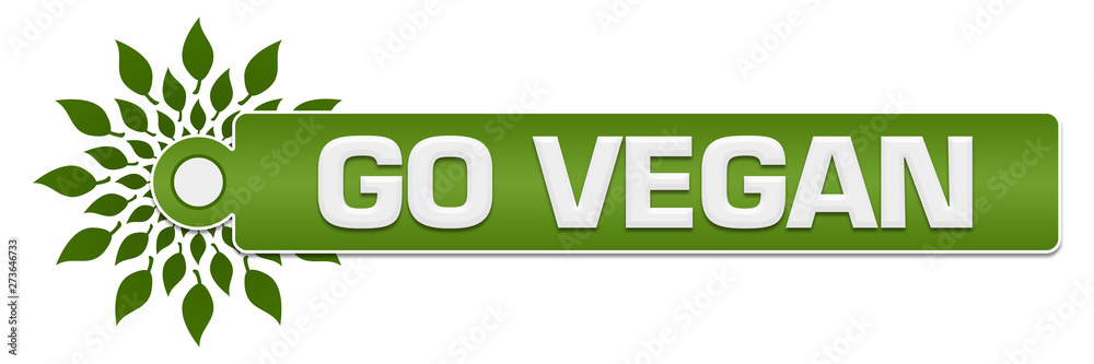 Go Vegan Green Leaves Circular Label Go Vegan Green Leaves Circular Label