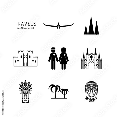 Travels - vector icons set.
