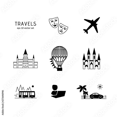 Travels - vector icons set.