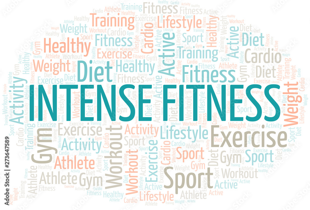 Intense Fitness word cloud. Wordcloud made with text only.