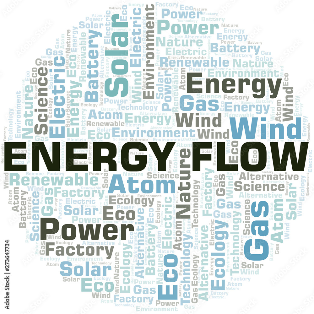 Energy Flow word cloud. Wordcloud made with text only.