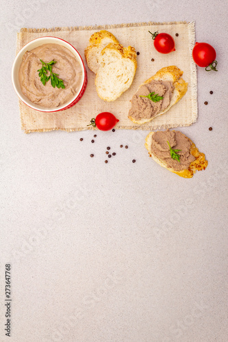 Chicken liver pate with butter.