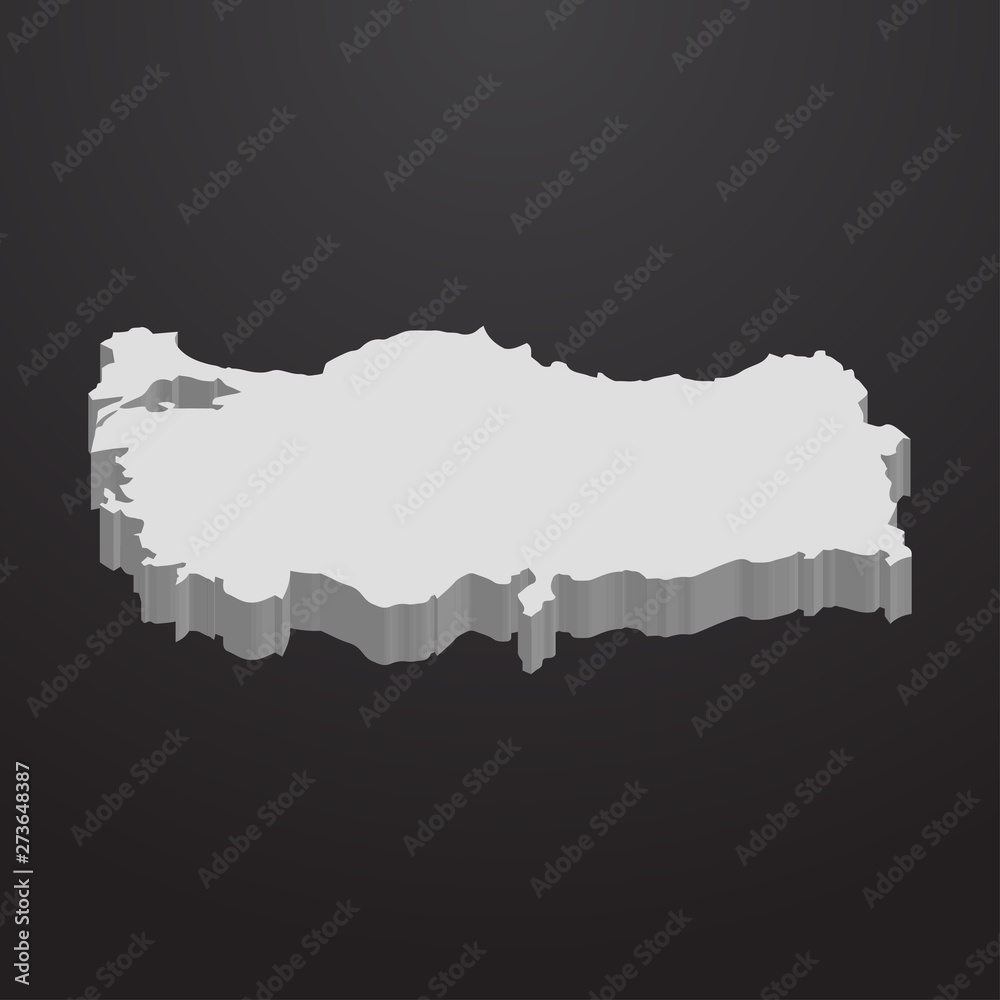 Turkey map in gray on a black background 3d Stock Illustration | Adobe ...