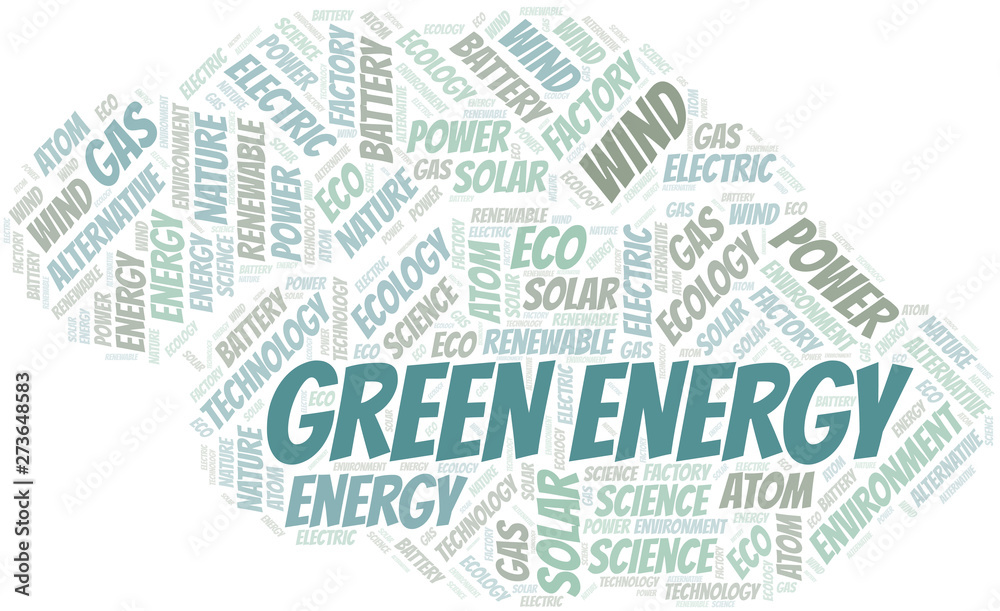 Green Energy word cloud. Wordcloud made with text only.