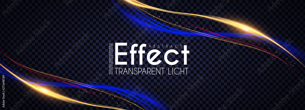 Motion Light Effect. Shining Wave. Glow Design Element. - obrazy, fototapety, plakaty 