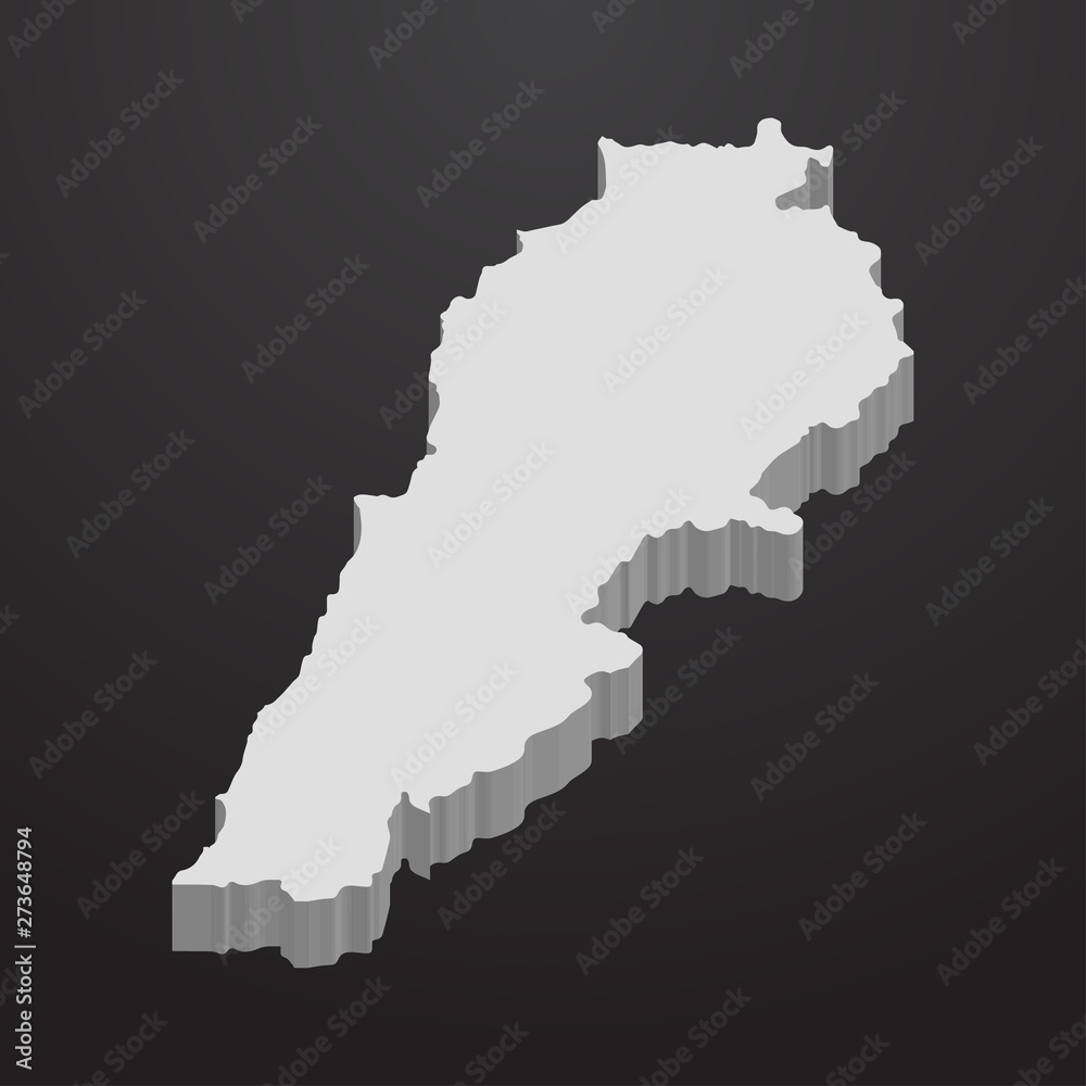 Lebanon map in gray on a black background 3d Lebanon map in gray on a black background 3d