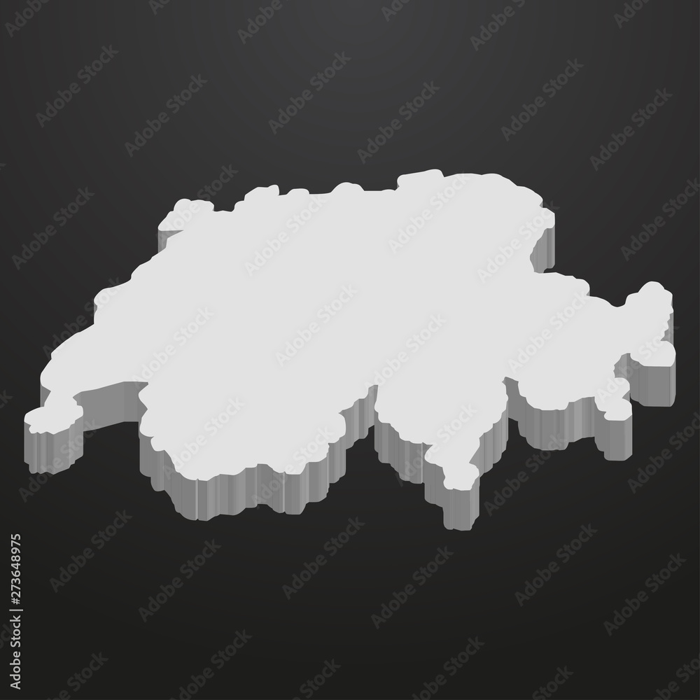 Switzerland map in gray on a black background 3d Switzerland map in gray on a black background 3d