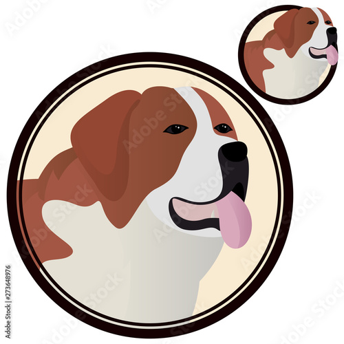 St Bernard dog head in circle