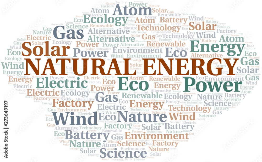 Natural Energy word cloud. Wordcloud made with text only.