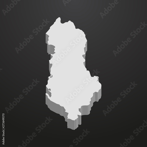 Albania map in gray on a black background 3d