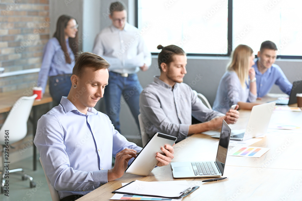 Colleagues during business meeting in office