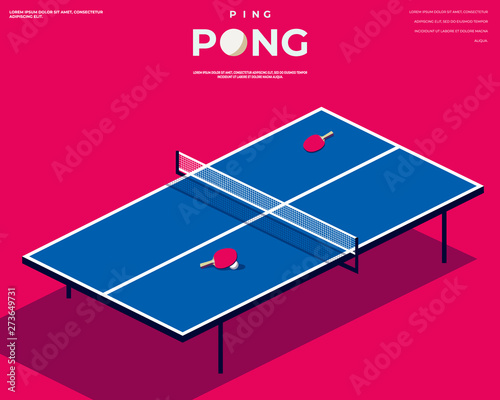 Ping pong Poster Template. Table and rackets for ping-pong. Vector illustration EPS10