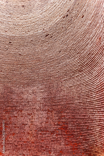 Interior of a brick kiln in a brick factory of Ben Tre, Mekong delta region, Vietnam. Vertical view.