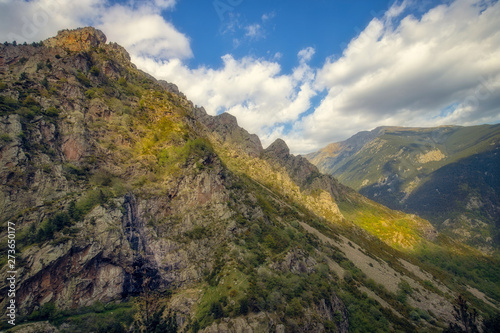 Very nice valley in mountain Pyrenees of Spain (valley name is Vall de Nuria)