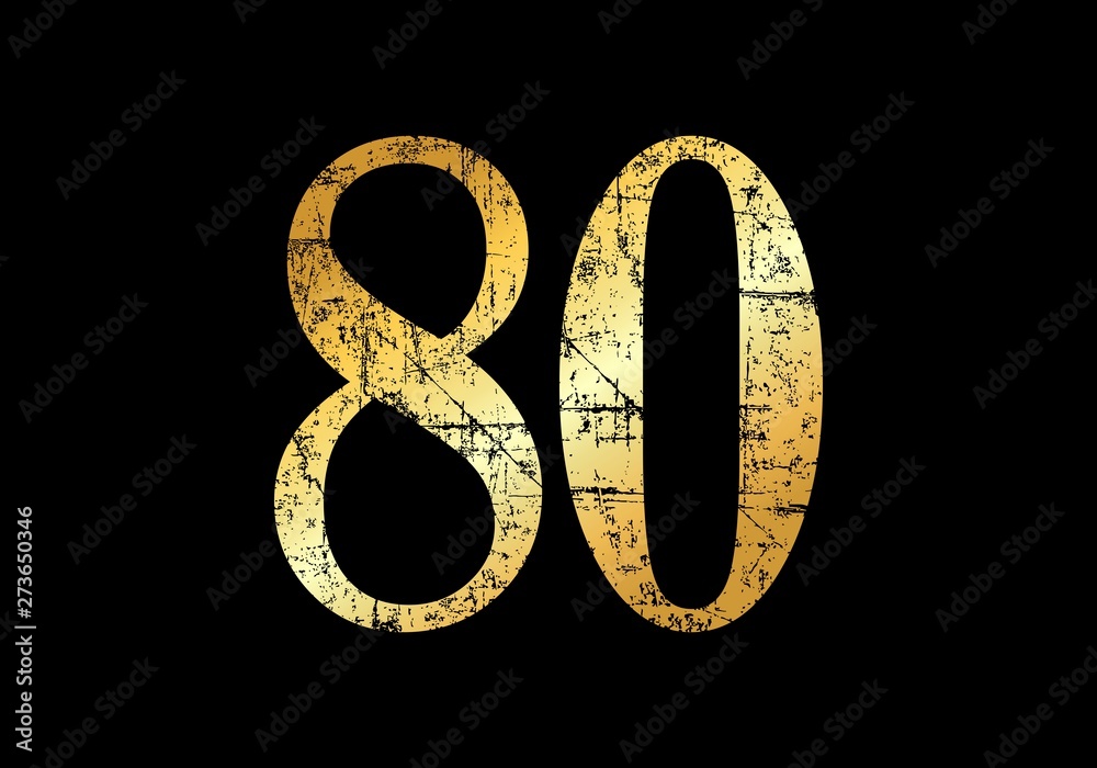 Number 80 Eighty (Ancient Gold)