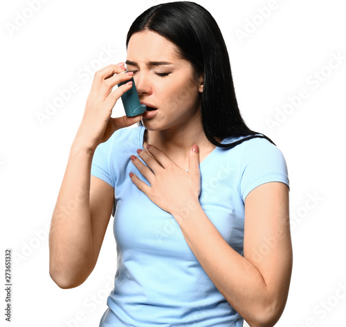 Young woman having asthma a...