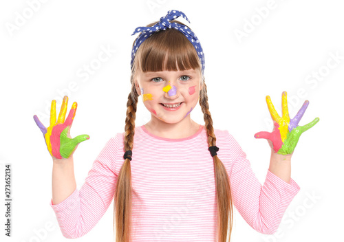 Cute little girl with hands...