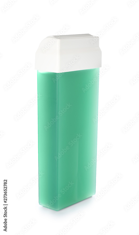Cartridge with wax for hair removing on white background