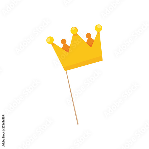 Modern vector illustration of photo booth props. Crown for party, birthday, wedding, carnival  isolated on white background.