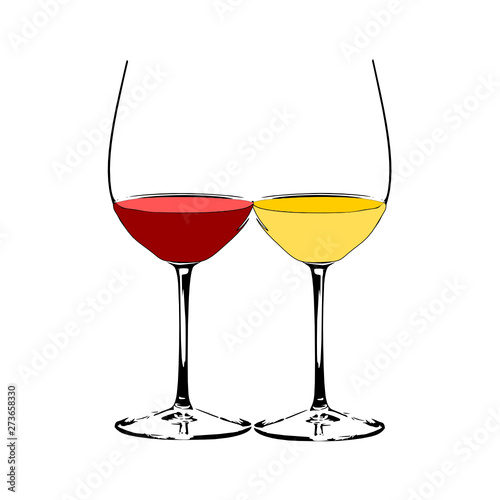 Calici di vino bianco e rosso