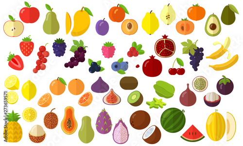 Fototapeta Naklejka Na Ścianę i Meble -  fruits vector icon set