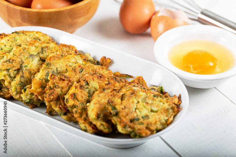 Traditional Turkish/Greek meal; Zucchini mucver Traditional Turkish/Greek meal; Zucchini mucver
