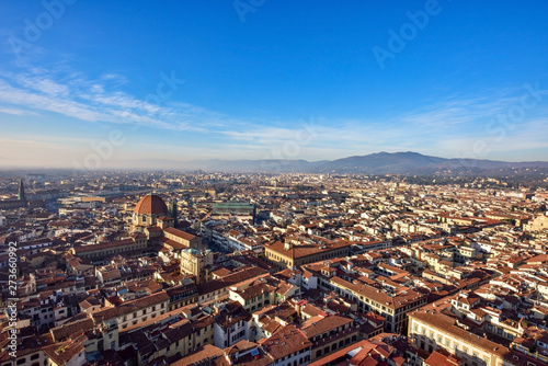 aerial view of Florence from Cathedral of Santa Maria del Fiore. Panorama of Firenze. 