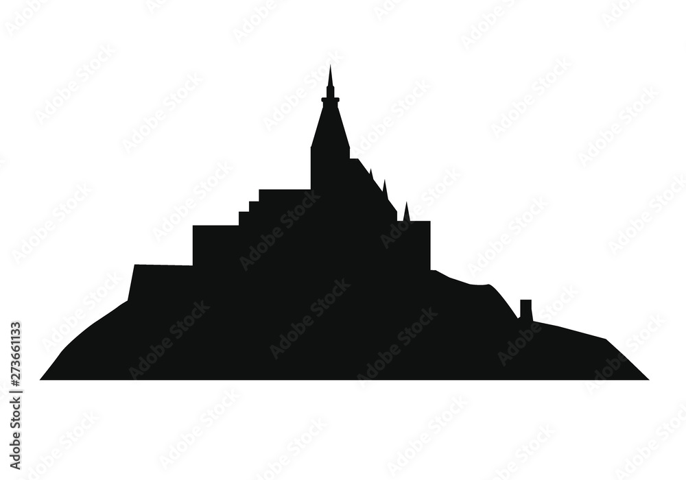 skyline of Abbey of Mont Saint-Michel in France