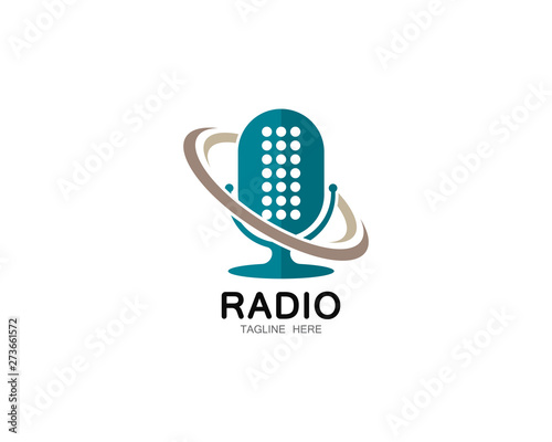Radio logo template vector icon illustration design